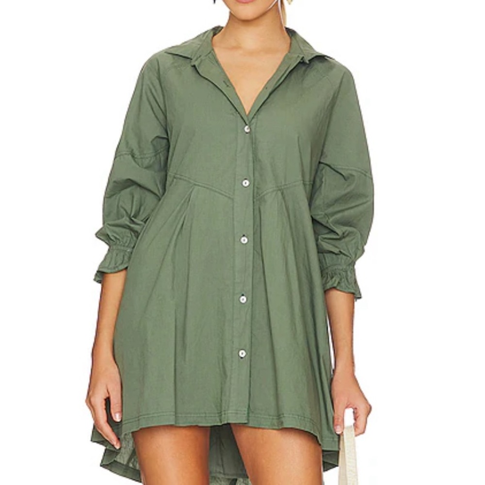 Hannah poplin mini dress in army green
